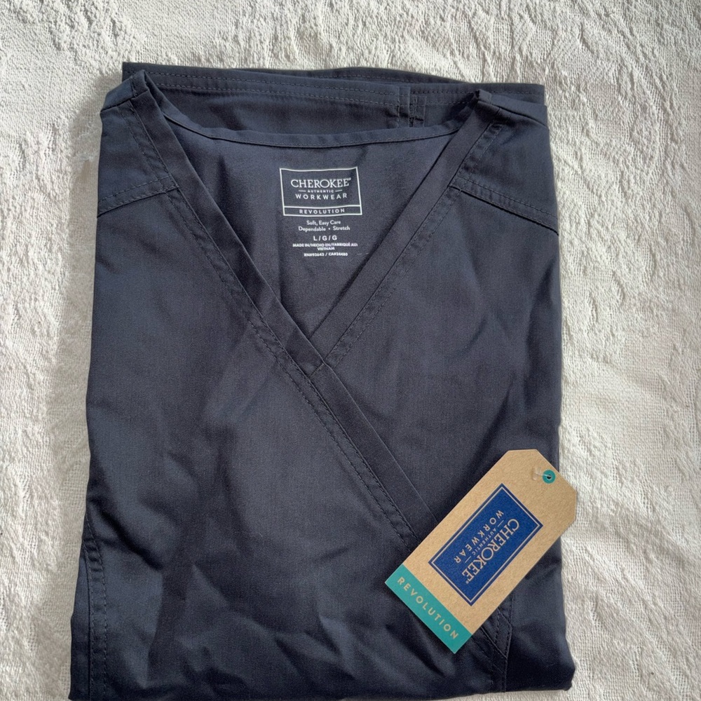 Cherokee Workwear Dark Gray V-Neck Scrub Top
